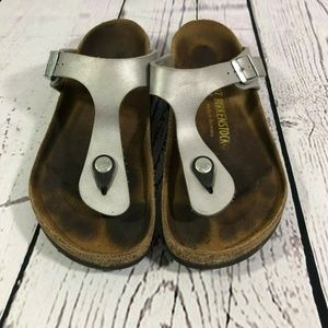 BIRKENSTOCK Silver Thong Sandals Gizeh Sz 37 US 7